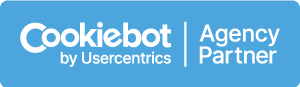 headful software Cookiebot by Usercentrics Agency Partner logo on a blue background, representing digital team productivity.