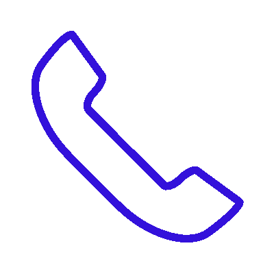 headful software Blue outline of a classic telephone handset icon on a transparent background, perfect for illustrating Sales Communication.