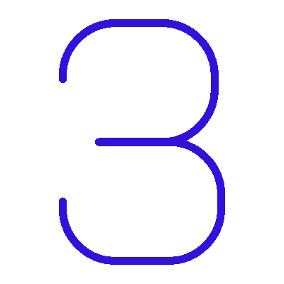 headful software A large, blue, outlined number three represents Project Communication on a transparent background.
