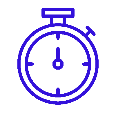headful software Outline of a blue stopwatch icon on a transparent background, perfect for representing Event Communication.
